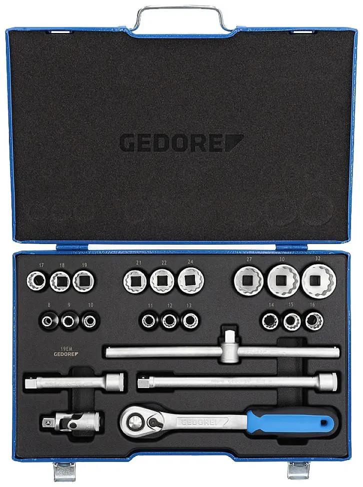 Produktfoto 1 von Gedore Steckschlüsselsatz metrisch 1/2" (12.5 mm) 23teilig 2545845