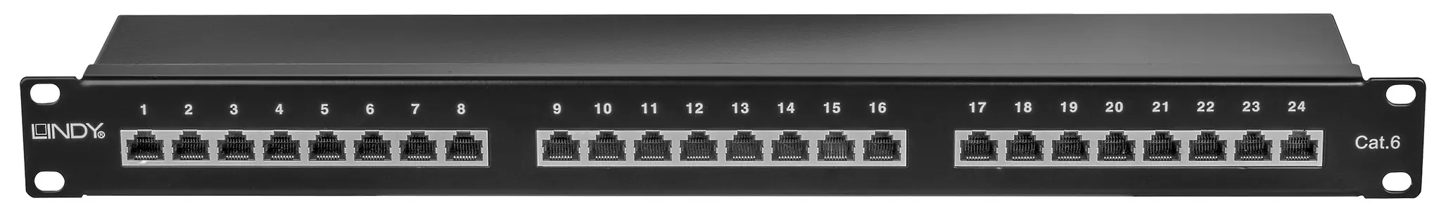 Produktfoto 1 von LINDY 25990, Cat.6 Patchpanel 24p STP 1HE Schwarz