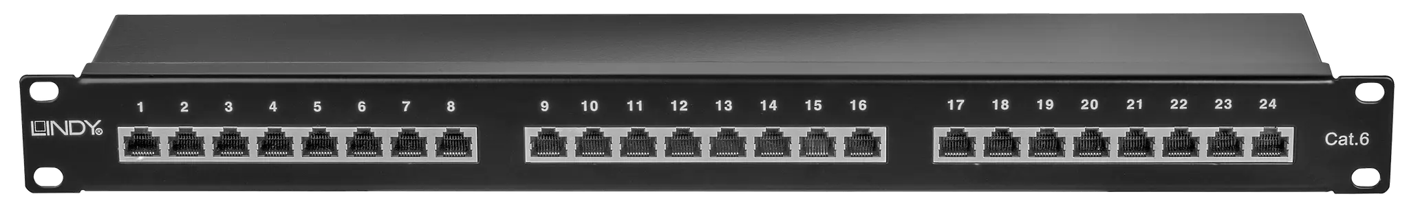 Produktfoto 1 von LINDY 25990, Cat.6 Patchpanel 24p STP 1HE Schwarz