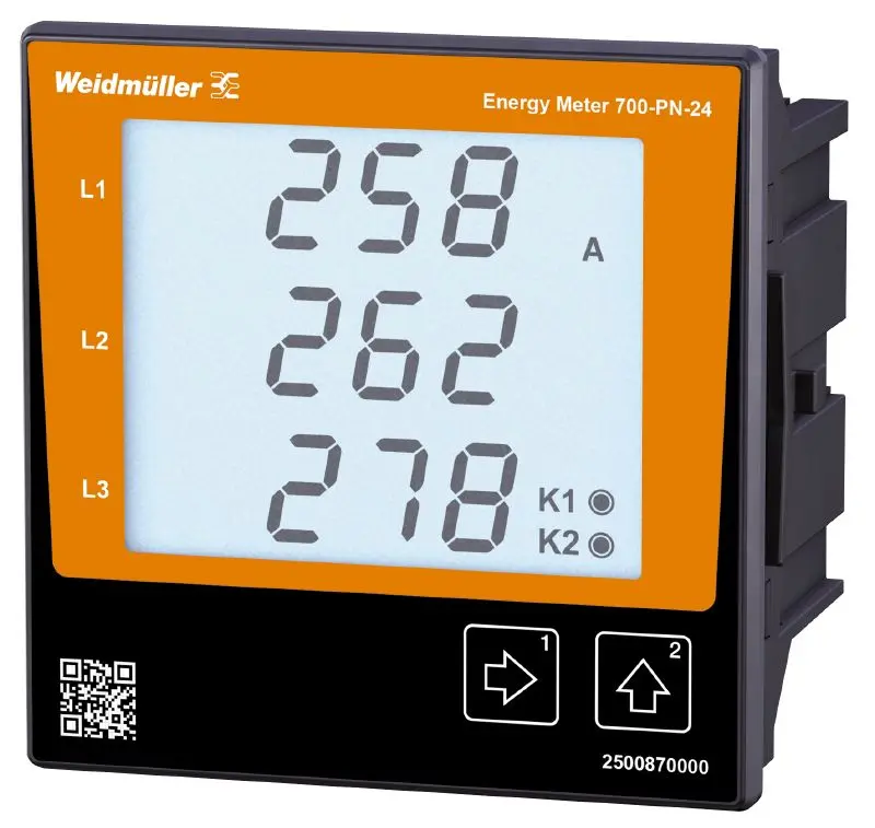 Produktfoto 1 von WEIDMÜLLER ENERGY METER 700-PN-24, Leistungsmessung/-anzeige f. 1-
