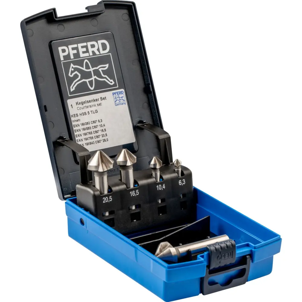 Produktfoto 1 von PFERD Tools 25202153, HSS-Kegelsenker-Set 5-tlg. DIN 335 C 90&deg;