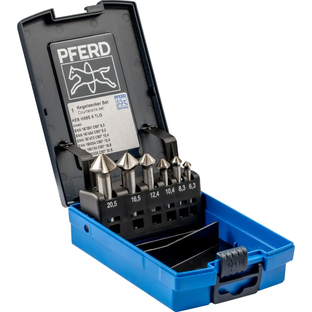 Produktfoto 1 von PFERD 25202157, HSSE-Kegelsenker-Set 6-tlg. DIN 335 C 90° Ausführung Co5