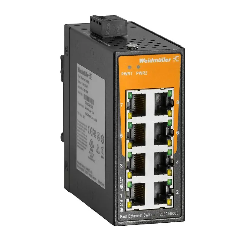Produktfoto 1 von WEIDMÜLLER IE-SW-EL08-8TX, Netzwerk Switch, unmanaged, P/n: 2682140000