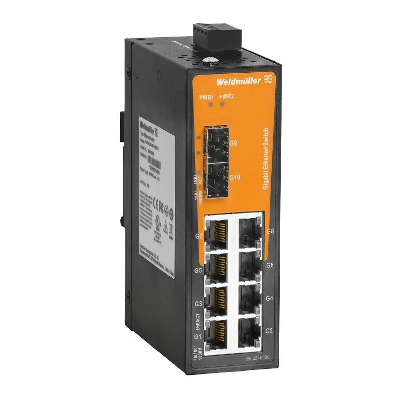 Produktfoto 1 von WEIDMÜLLER IE-SW-EL10-8GT-2GESFP, Netzwerk Switch, unmanaged, P/n: 2682240000