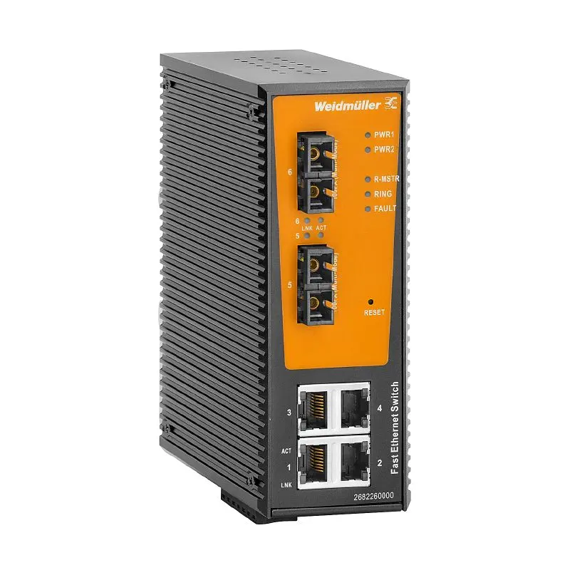 Produktfoto 1 von WEIDMÜLLER IE-SW-AL06LM-4TX-2SCS, Netzwerk Switch, P/n: 2682270000