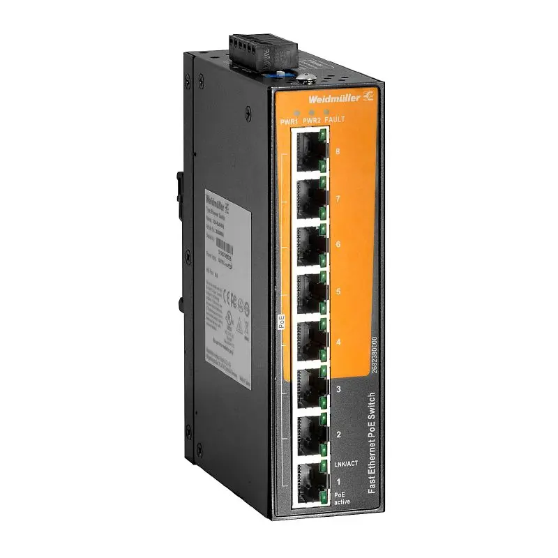 Produktfoto 1 von WEIDMÜLLER IE-SW-EL08-8POE, Netzwerk Switch, unmanaged, P/n: 2682380000