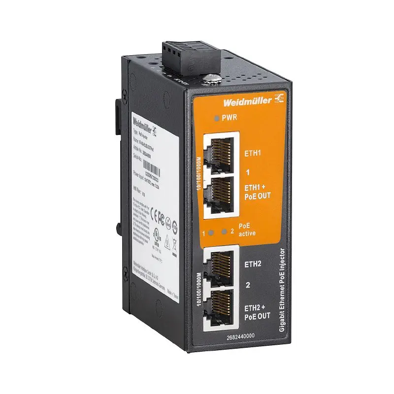 Produktfoto 1 von WEIDMÜLLER IE-INJ-EL02-2GTPOE, PoE Injector, P/n: 2682440000