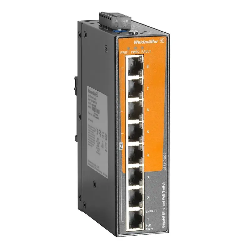 Produktfoto 1 von WEIDMÜLLER IE-SW-EL08-8GTPOE, Netzwerk Switch, unmanaged, P/n: 2682400000