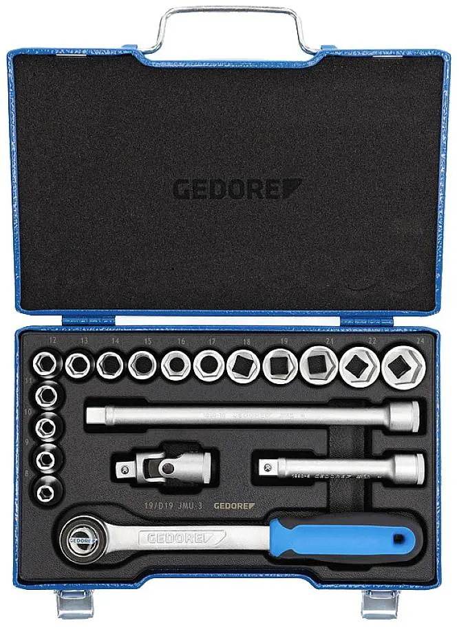 Produktfoto 1 von Gedore Steckschlüsselsatz metrisch 1/2" (12.5 mm) 17teilig 2682842