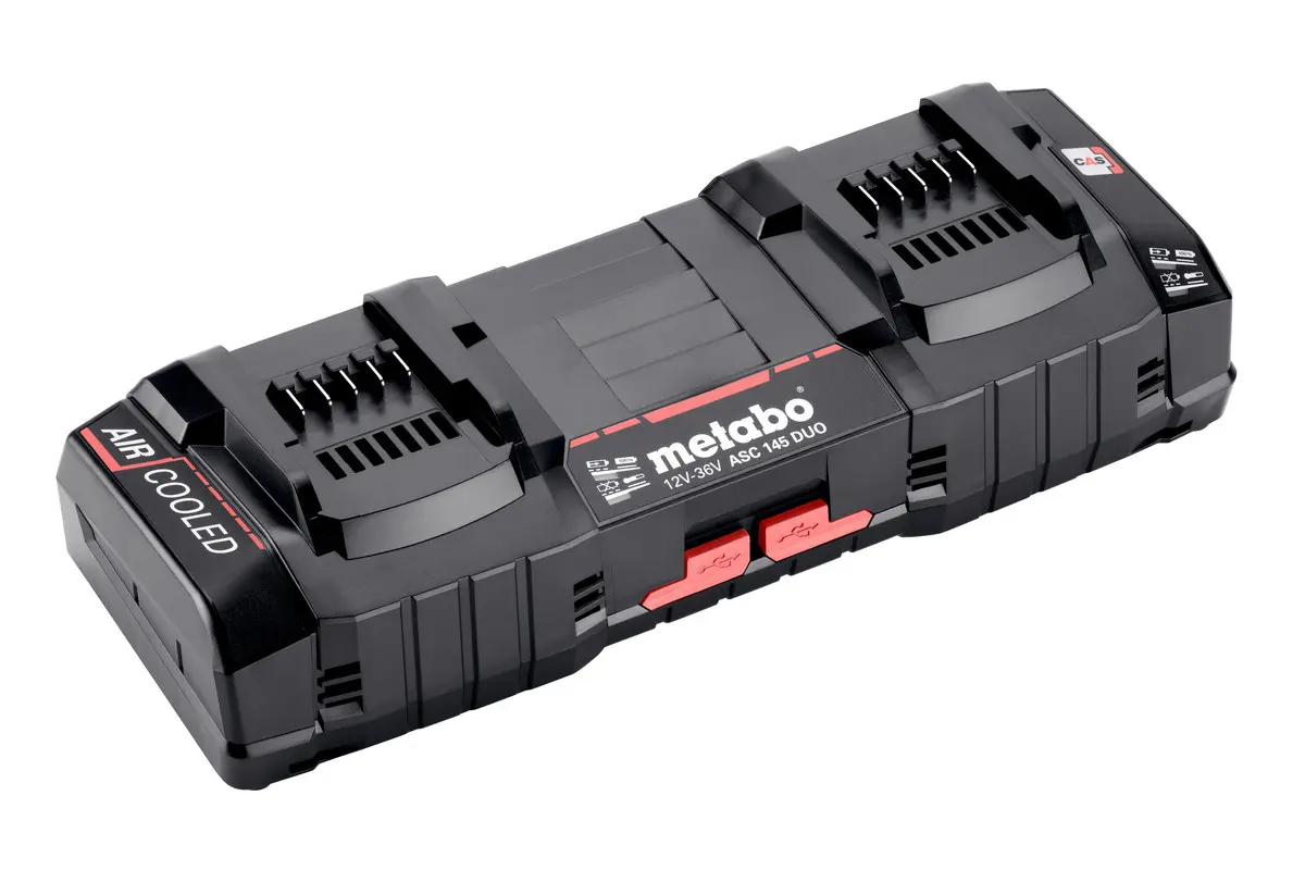 Produktfoto 1 von Metabo 627495000, Doppel-Schnellladegerät ASC 145 DUO, 12-36 V, "AIR COOLED"