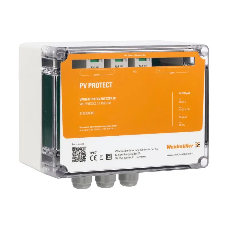 Produktfoto 1 von WEIDMÜLLER VPUM1I1SXFXV1O0TXPX10, PV PROTECT, P/n: 2755970000