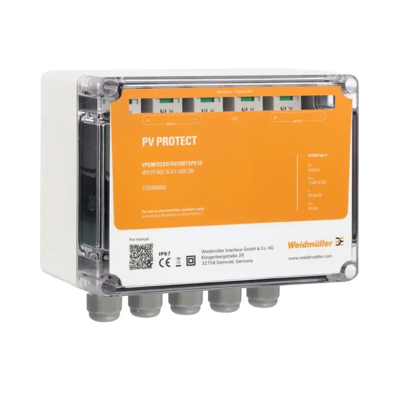 Produktfoto 1 von WEIDMÜLLER VPUM2I2SXFXV2O0TXPX10, PV PROTECT, P/n: 2755960000