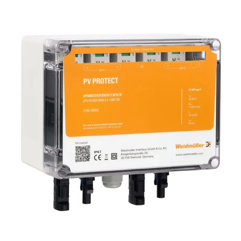 Produktfoto 1 von WEIDMÜLLER VPUM2I2SXFXV2O1TXPX10, PV PROTECT, P/n: 2764130000