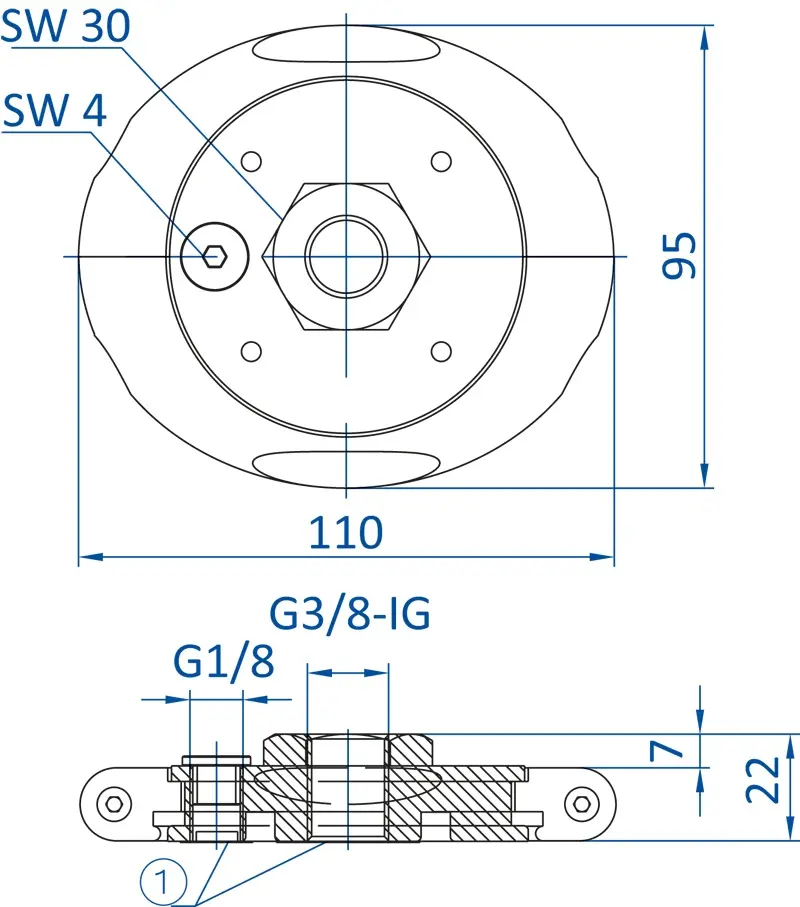 FIPA 270.530-S, Anschlussteil mit Sieb G3/8-IG
