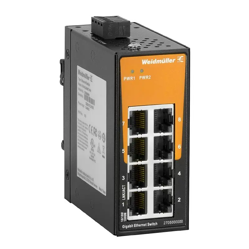 Produktfoto 1 von WEIDMÜLLER IE-SW-EL08-8GT-MINI, Netzwerk Switch, unmanaged, P/n: 2705000000