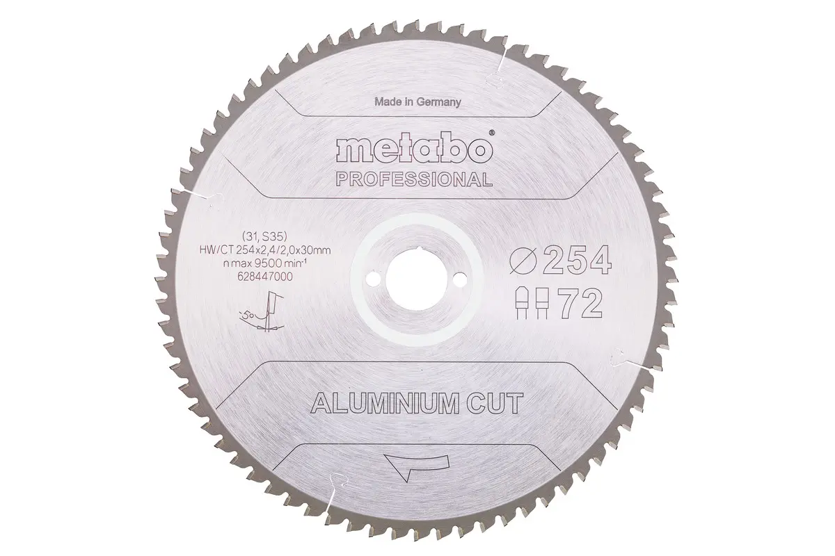 Produktfoto 1 von Metabo Sägeblatt "aluminium cut - professional", 254x2,4/2,0x30 Z72 FZ/TZ 5°neg