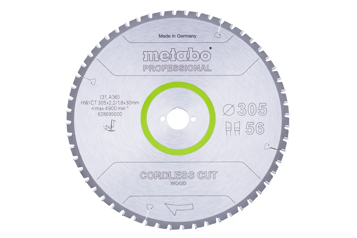 Produktfoto 1 von Metabo Kreissägeblatt Professional 305x30 56 WZ 5°neg, MPN: 628695000