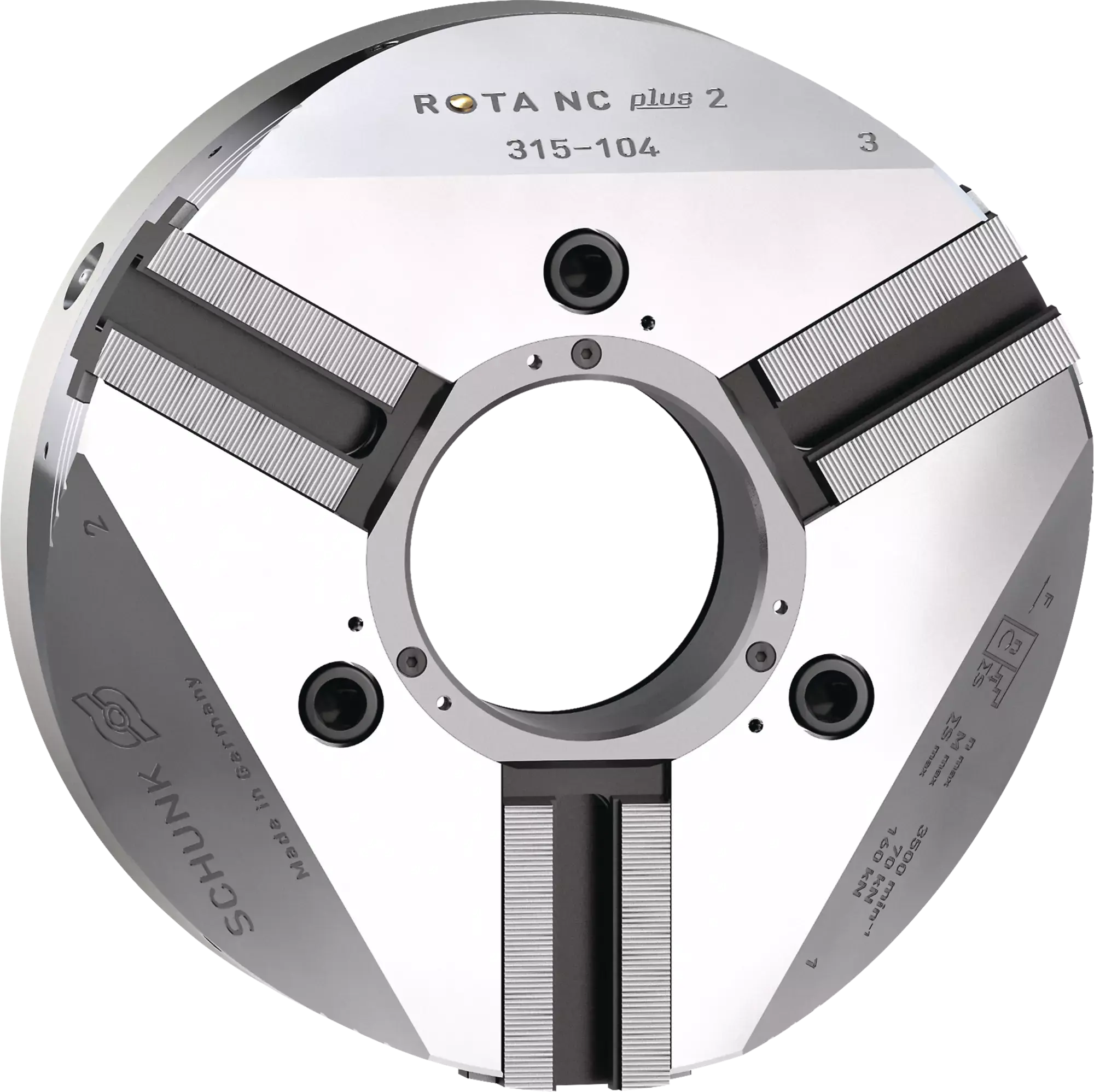 Produktfoto 1 von SCHUNK ROTA NC plus 2 315-104 A8-SV60°, Kraftspannfutter mit Durchgangsbohrung