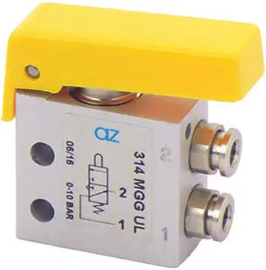 Produktfoto 1 von AZ Pneumatica 314 MGG UL, Mikroventil 3/2 NO, ø4 mm, Taster GELB, SKU: 08.249.4