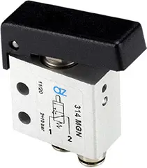 Produktfoto 1 von AZ Pneumatica 314 MGN, Mikroventil, 3/2 NO, ø4 mm Steckanschlüsse, Taster SCHWARZ
