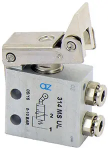 Produktfoto 1 von AZ Pneumatica 314 MS UL, Mikroventil 3/2 NO, ø4 mm, Rollenbetätigung