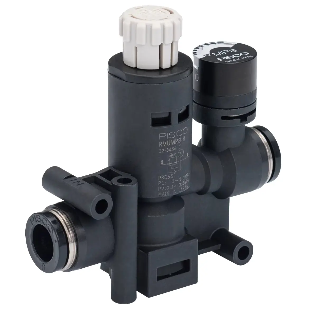 FIPA 32.841, Druckregler mit Manometer Schlauch-Außen-Ø 4 mm (2x)