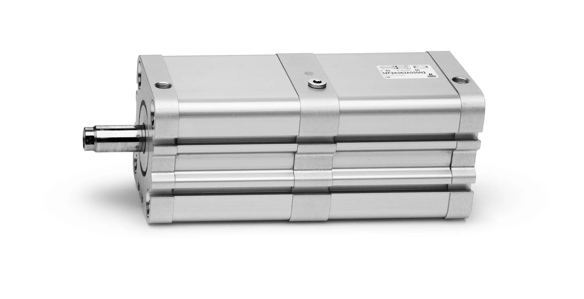 Produktfoto 1 von Camozzi 32M2A063A100N2 ISO21287 Kompakt-Doppelwirkend Tandem/Mehrhub