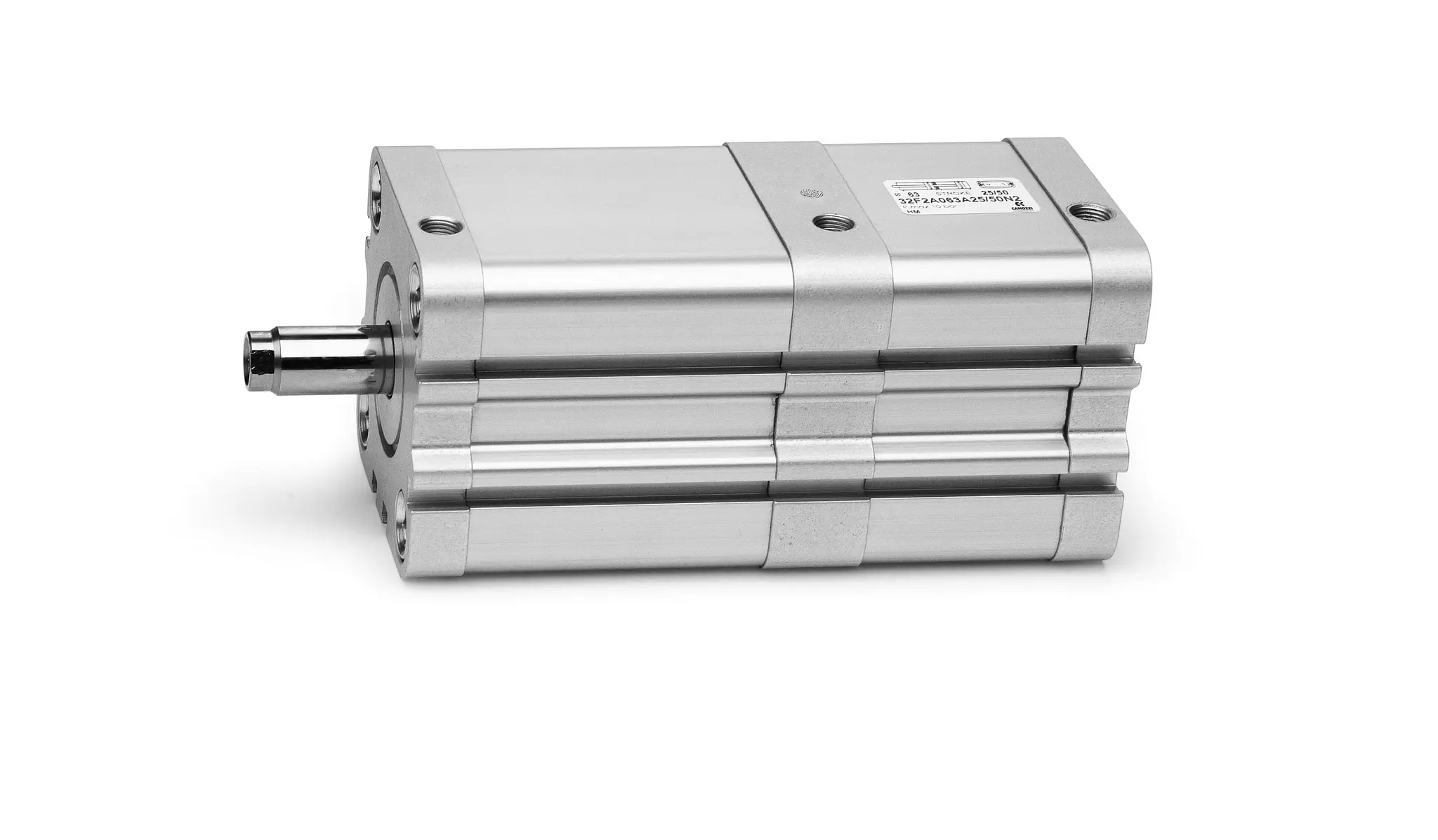 Produktfoto 1 von Camozzi 32M2A063A20/50N ISO21287 Kompakt-Doppelwirkend Tandem/Mehrhub