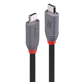 LINDY 36957, 1.5m USB4 240W Typ C Kabel, 40Gbit/s, Anthra Line