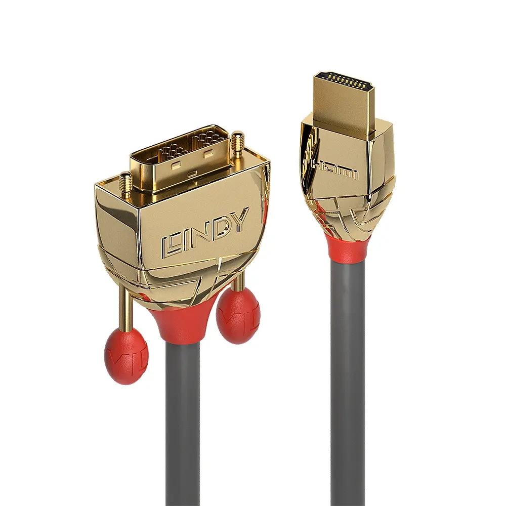 Produktfoto 1 von LINDY 36196, 3m HDMI an DVI Kabel, Gold Line