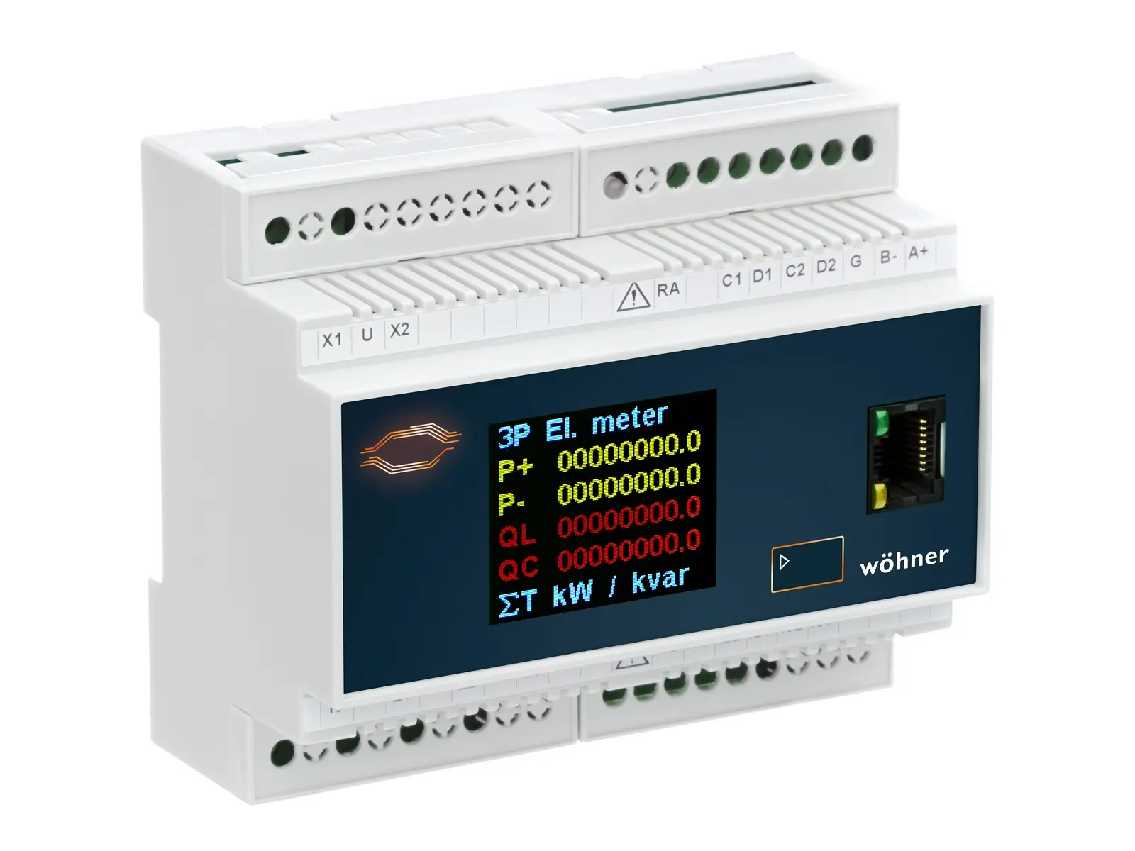 Produktfoto 1 von Wöhner 37020000A, Poweranalyser für DIN-Tragschiene