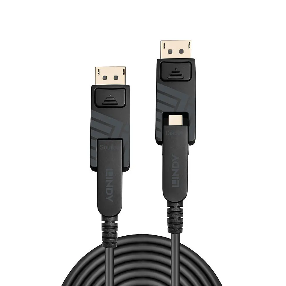 Produktfoto 1 von LINDY 38482, 30m Fibre Optic Hybrid Mini DisplayPort 1.4 Kabel mit DP-Steckern