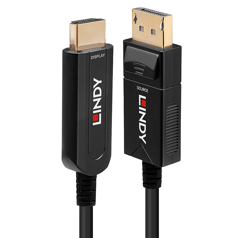 LINDY 38490, 10m Fibre Optic Hybrid DisplayPort 1.2 an HDMI 18G Kabel