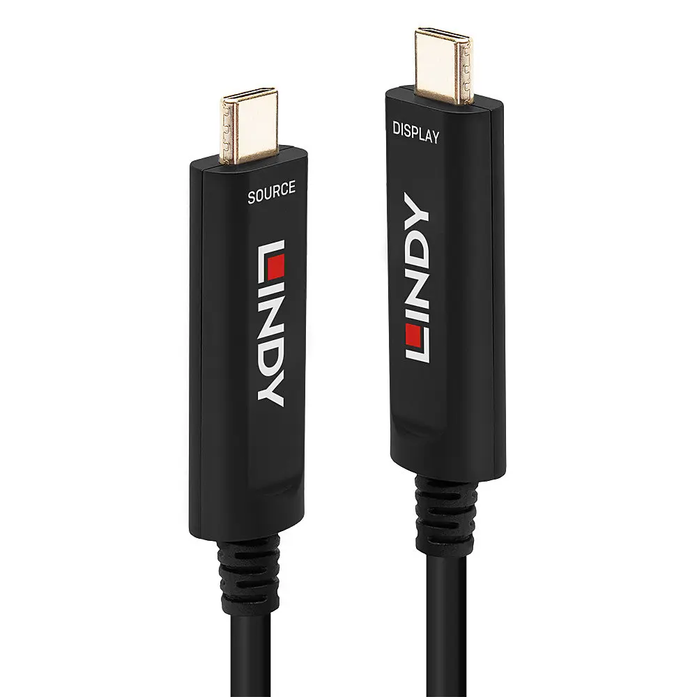 Produktfoto 1 von LINDY 38503, 15m Fibre Optic Hybrid USB Typ C Video Kabel, Nur Audio / Video