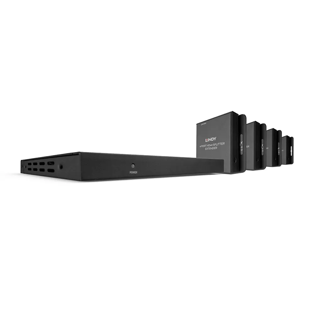 Produktfoto 1 von LINDY 38155, 70m Cat.6 4 Port HDMI 4K30 & IR Splitter Extender inklusive LoopOut