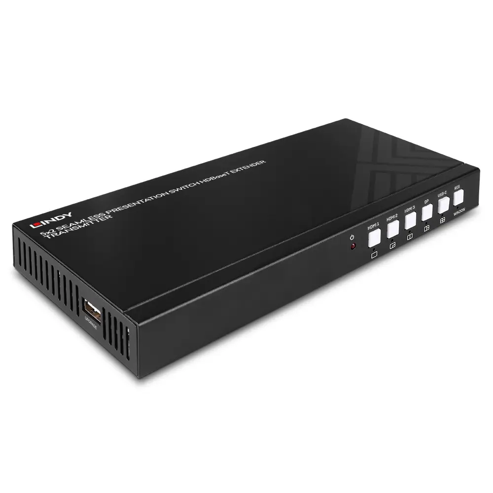 Produktfoto 1 von LINDY 38338, 5 Port Seamless Präsentations-Switch HDBaseT Extender - Transmitter