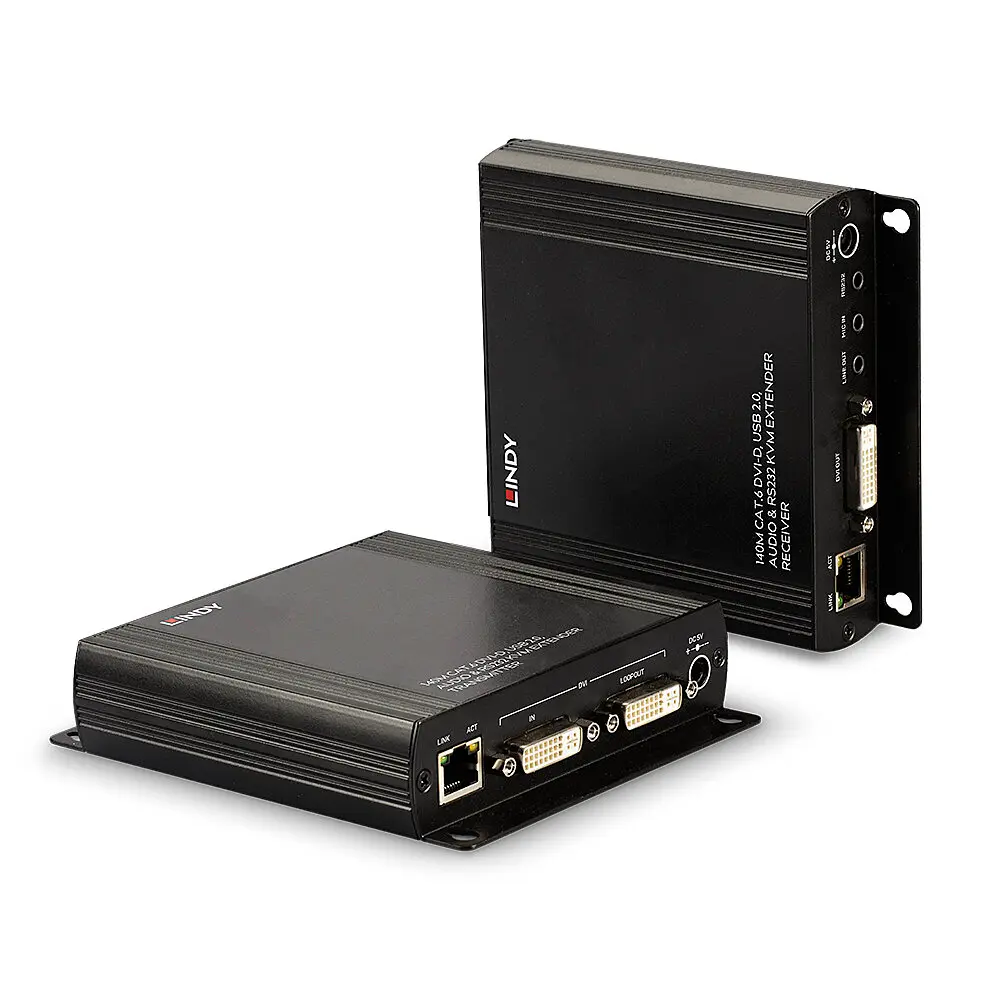 Produktfoto 1 von LINDY 39245, 140m Cat.6 DVI-D KVM Extender, USB 2.0, Audio & RS232