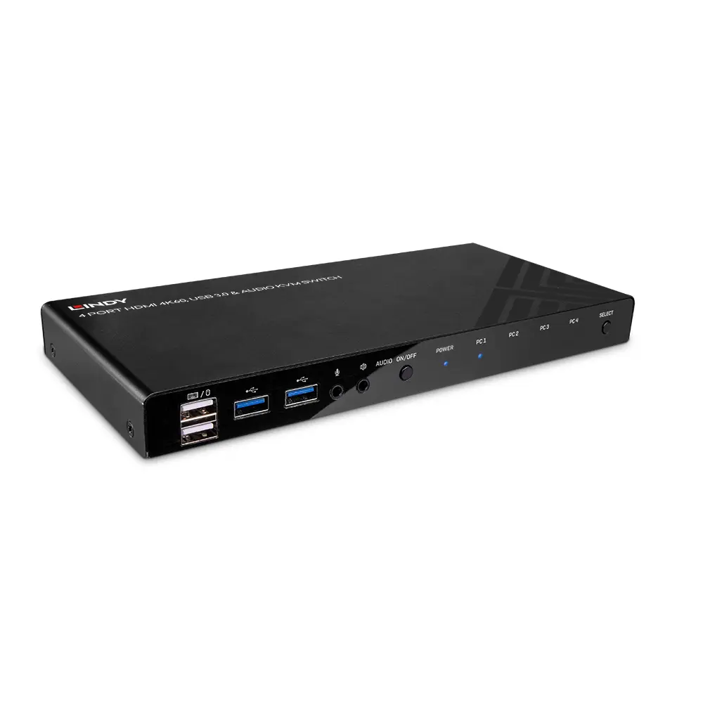 Produktfoto 1 von LINDY 39313, KVM Switch HDMI 4K60, USB 3.0 & Audio, 4 Port