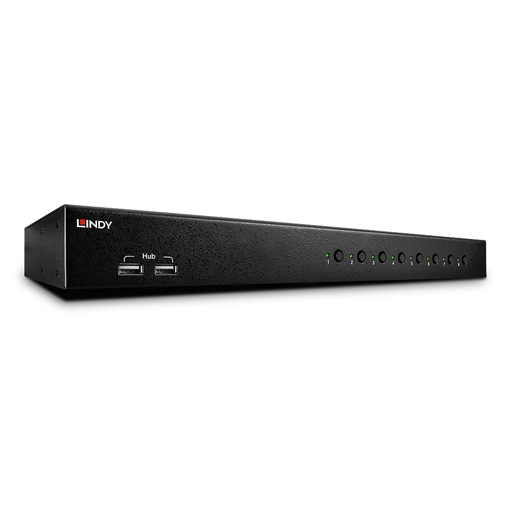 Produktfoto 1 von LINDY 39317, 8 Port DVI-I Single Link, USB 2.0 & Audio KVM Switch