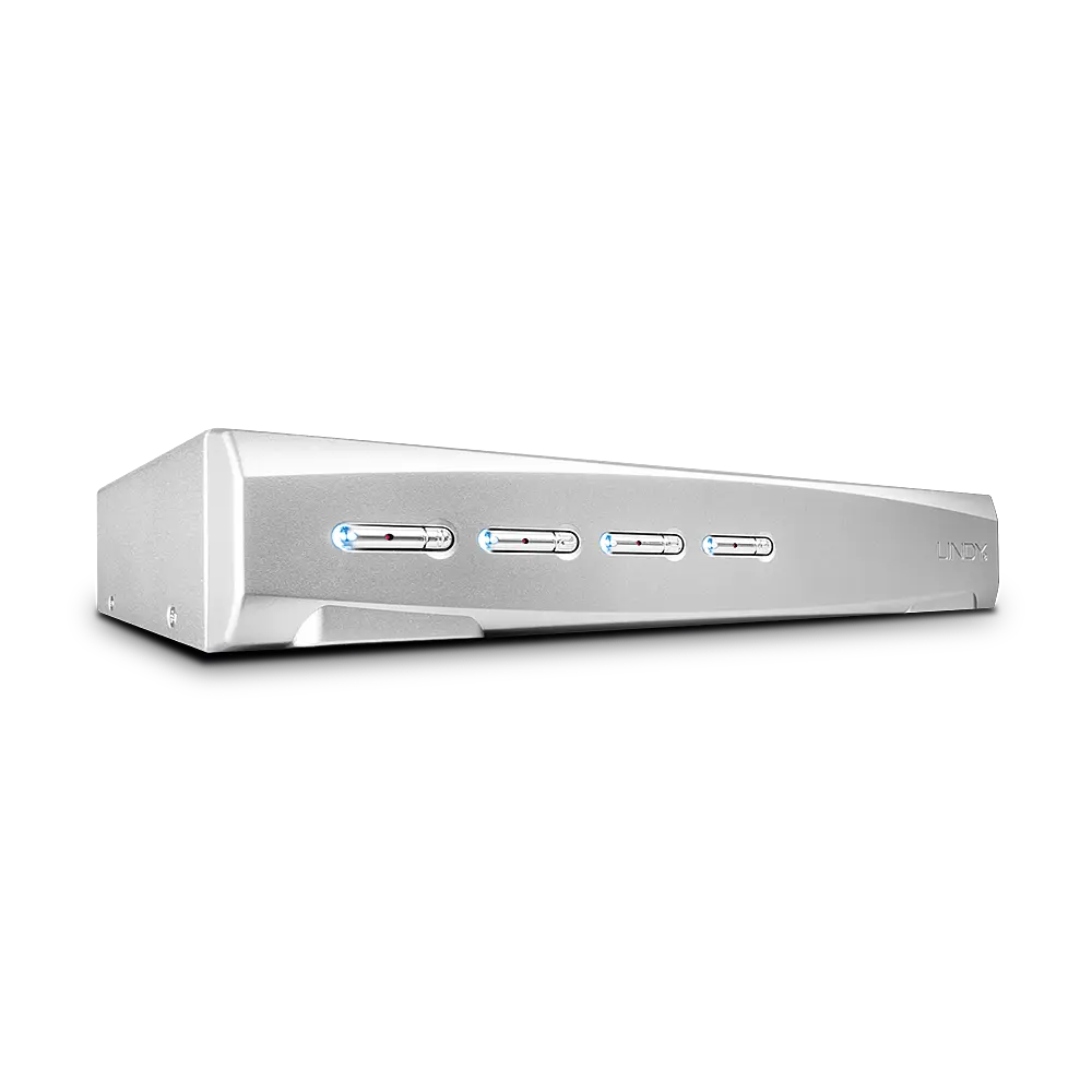 Produktfoto 1 von LINDY 39337, 4 Port KVM Switch, DVI-I Single Link, USB 2.0 & Audio