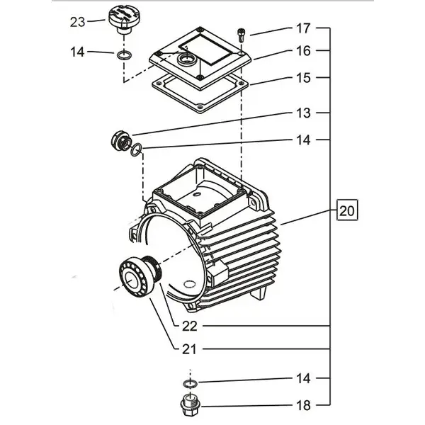 Produktfoto 1 von Kränzle Ölgehäuse für Kränzle Profi, mit Deckel, Dichtungen, Lager