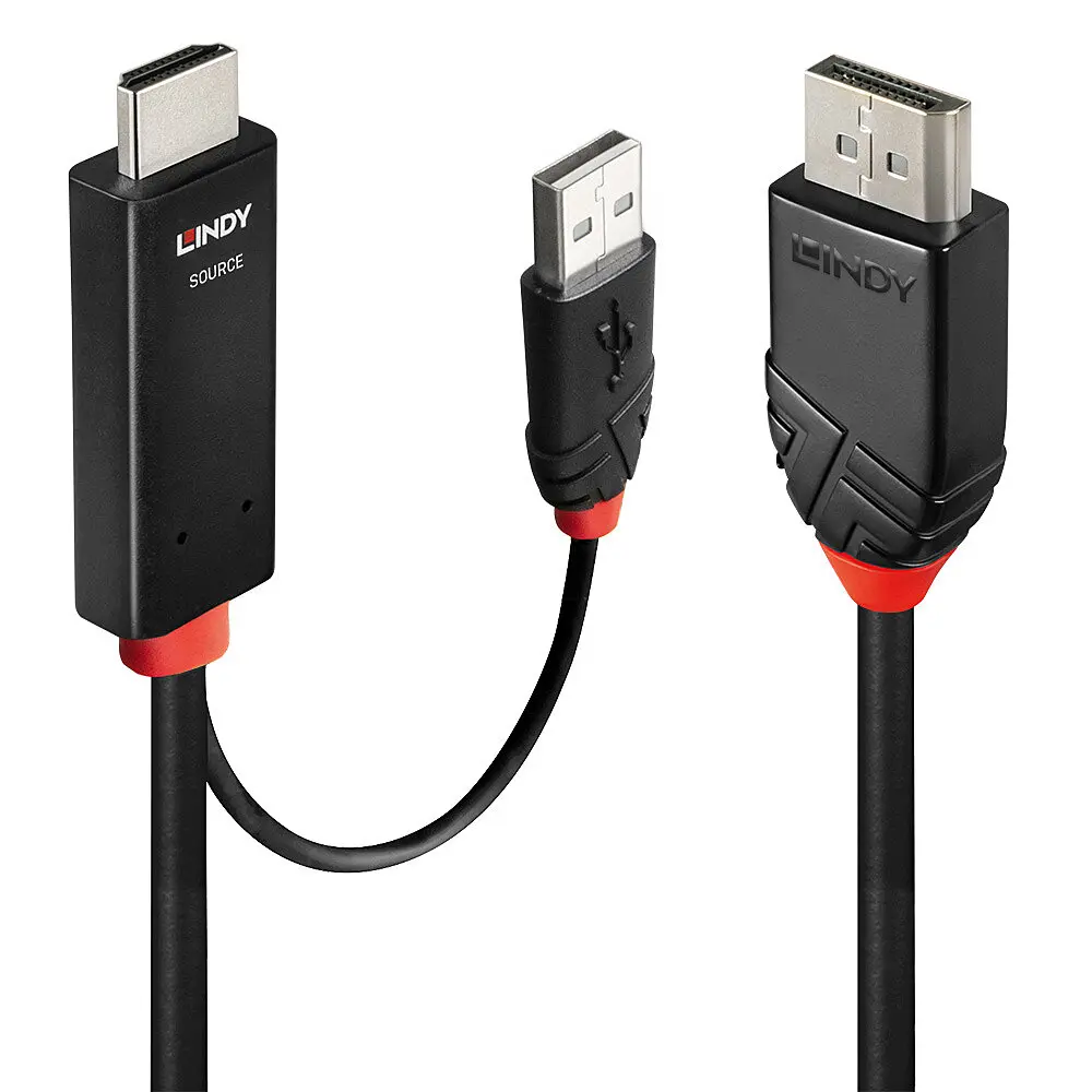 Produktfoto 1 von LINDY 41499, 2m HDMI auf DisplayPort 4K60Hz Adapterkabel