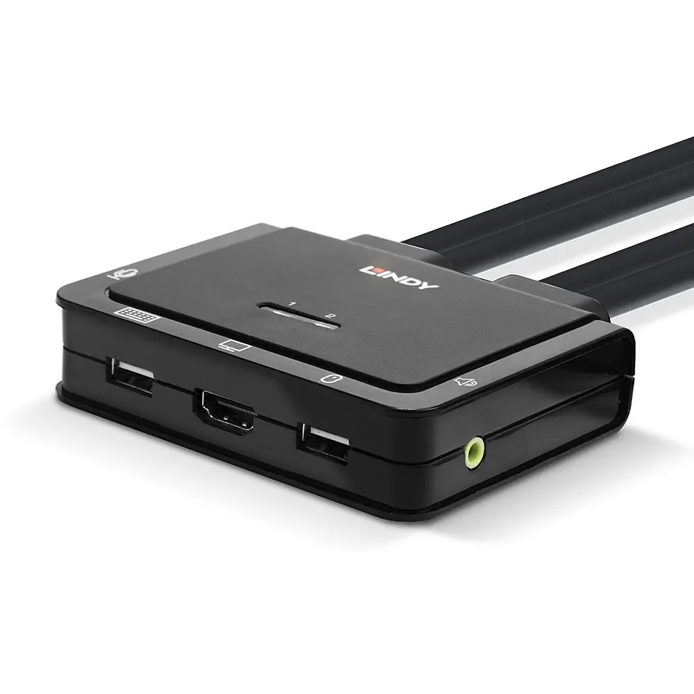 Produktfoto 1 von LINDY 42347, 2 Port HDMI 4K60, USB Typ C, USB 2.0 & Audio Cable KVM Switch