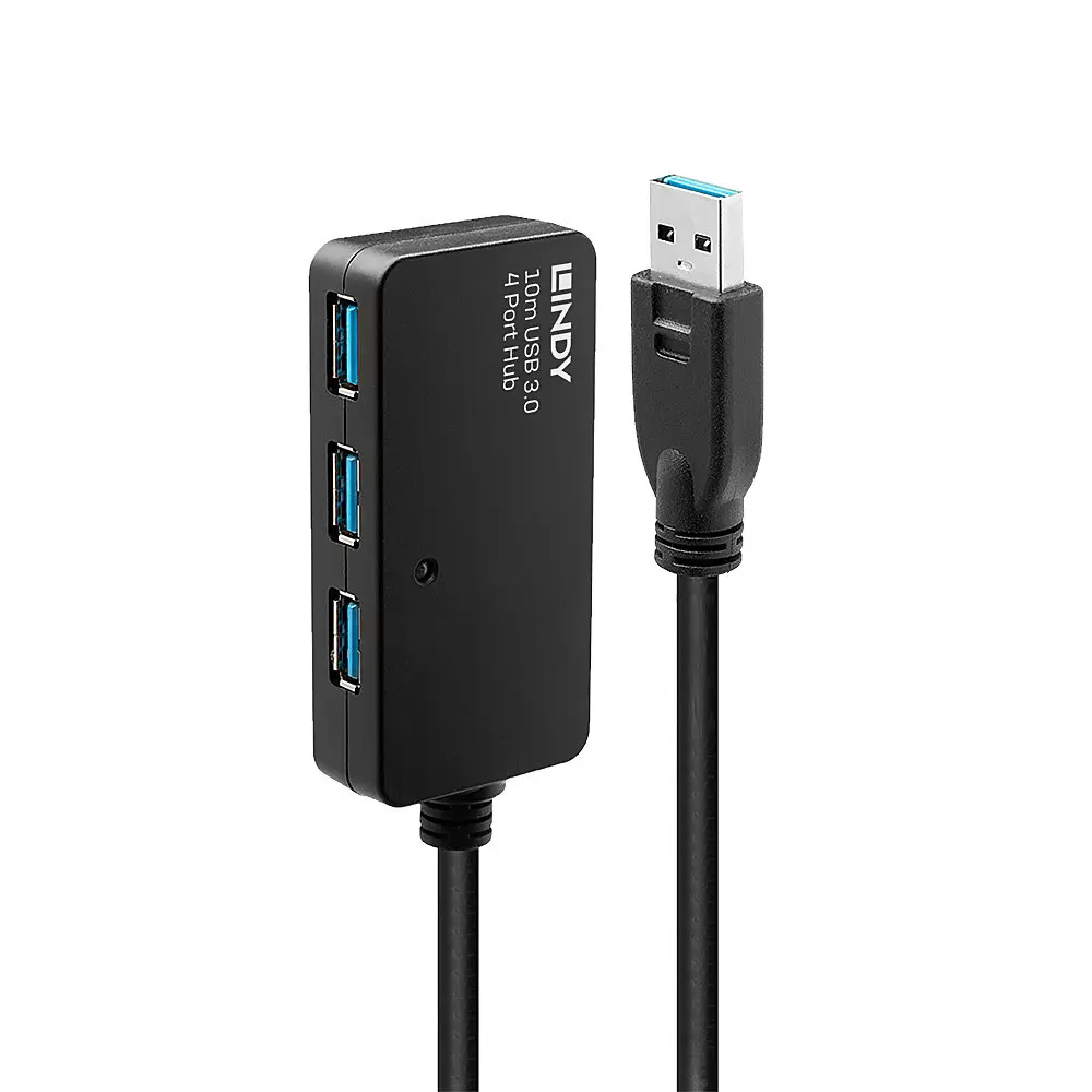 Produktfoto 1 von LINDY 43159, 10m USB 3.0 Aktivverlängerungshub Pro