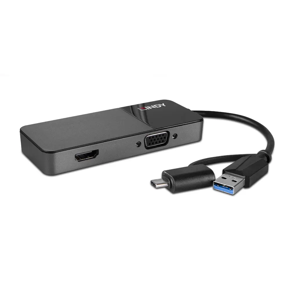 Produktfoto 1 von LINDY 43354, USB 3.0 Typ A und C auf HDMI & VGA Konverter