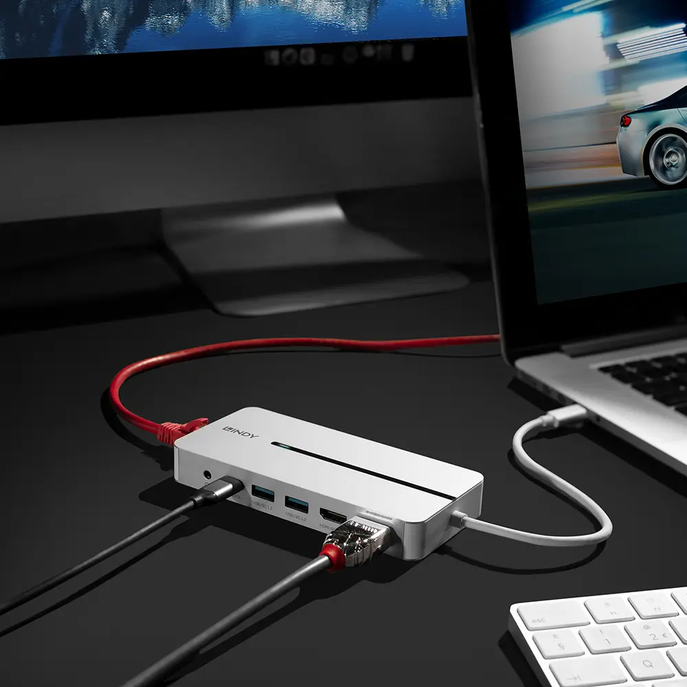 Produktfoto 1 von LINDY 43360, USB C Laptop/MacBook Mini Dockingstation mit 4K-Unterstützung
