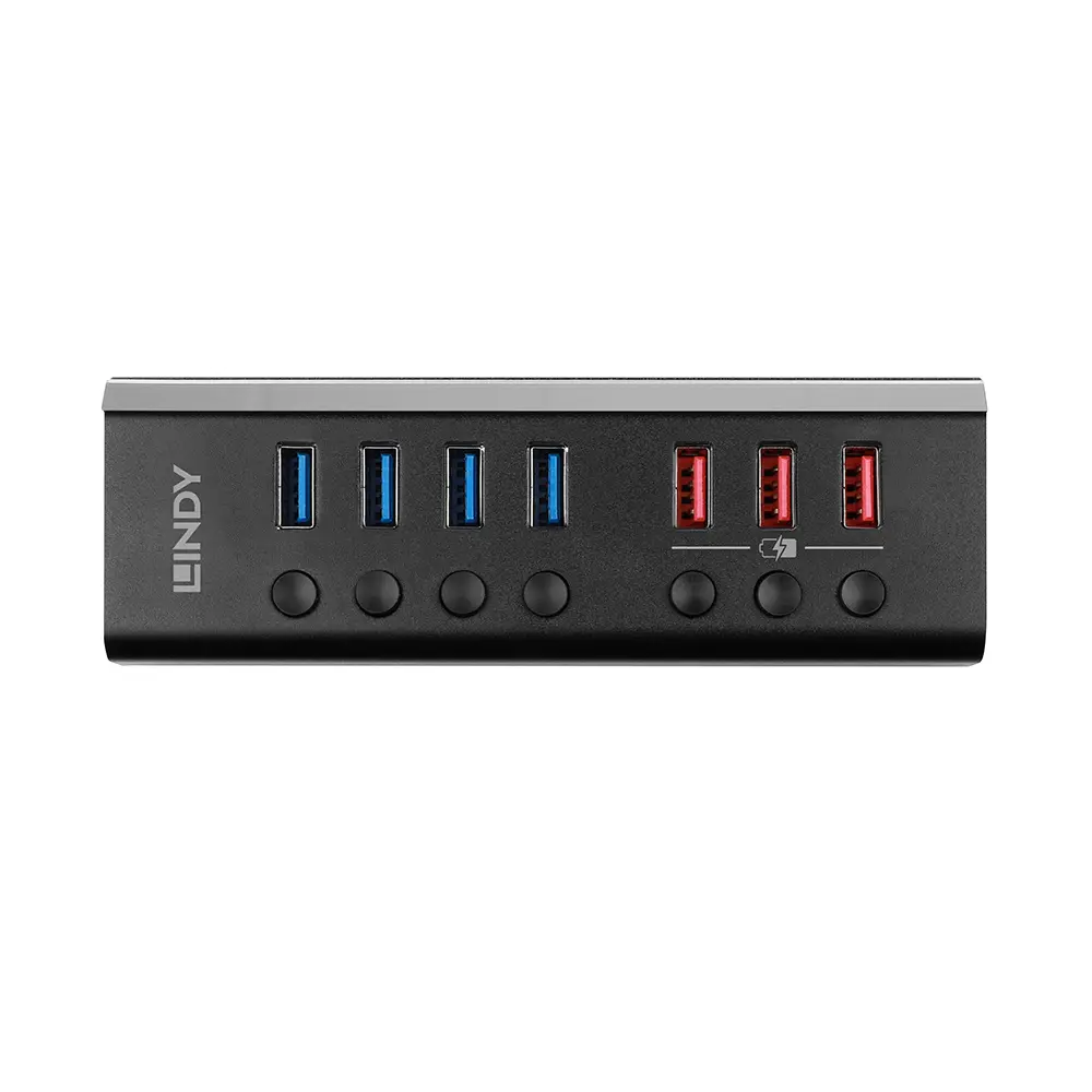 Produktfoto 1 von LINDY 43371, 4 Port USB 3.0 Hub mit 3 Schnell-Ladeports