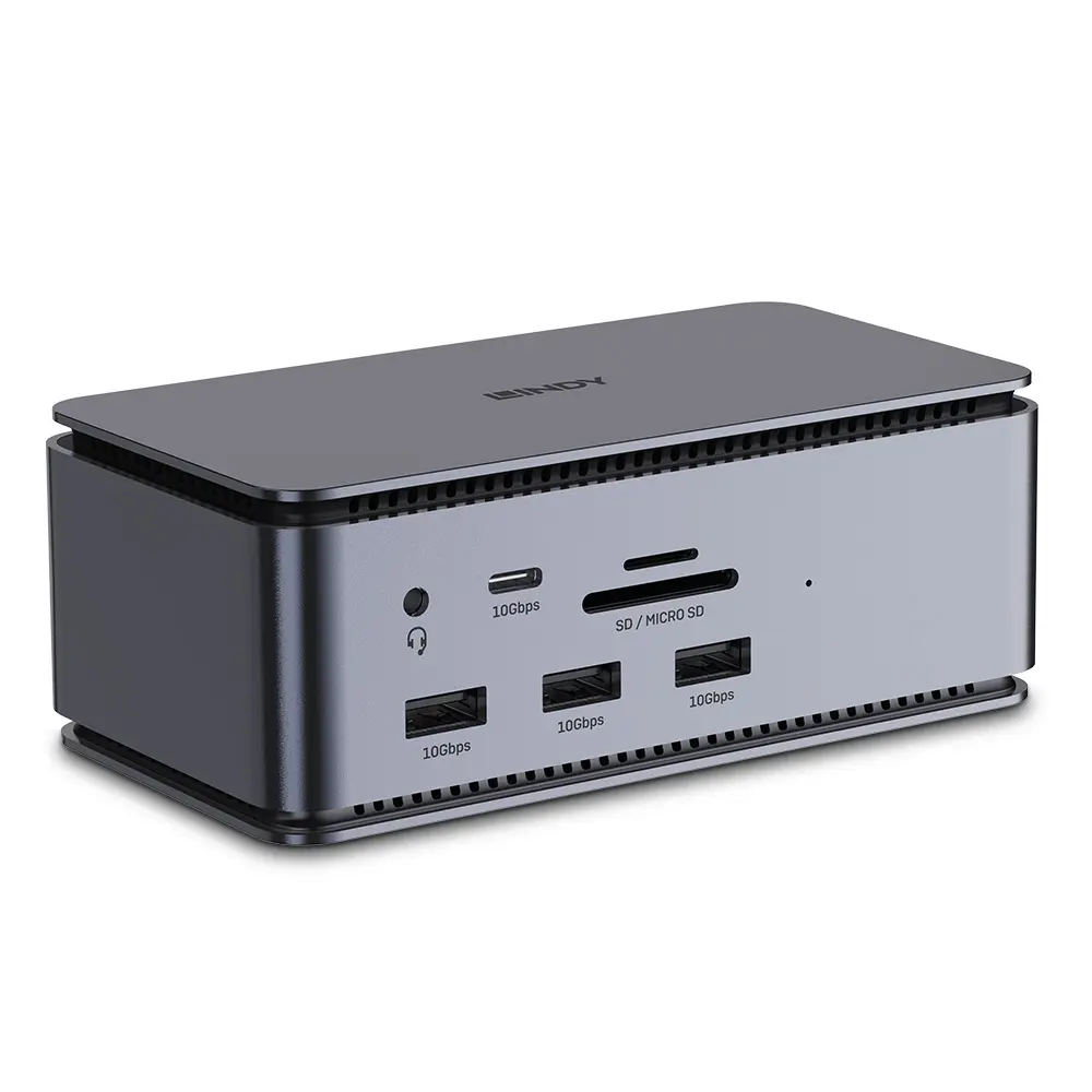 LINDY 43372, DST-Pro USB4, USB C Laptop Docking Station