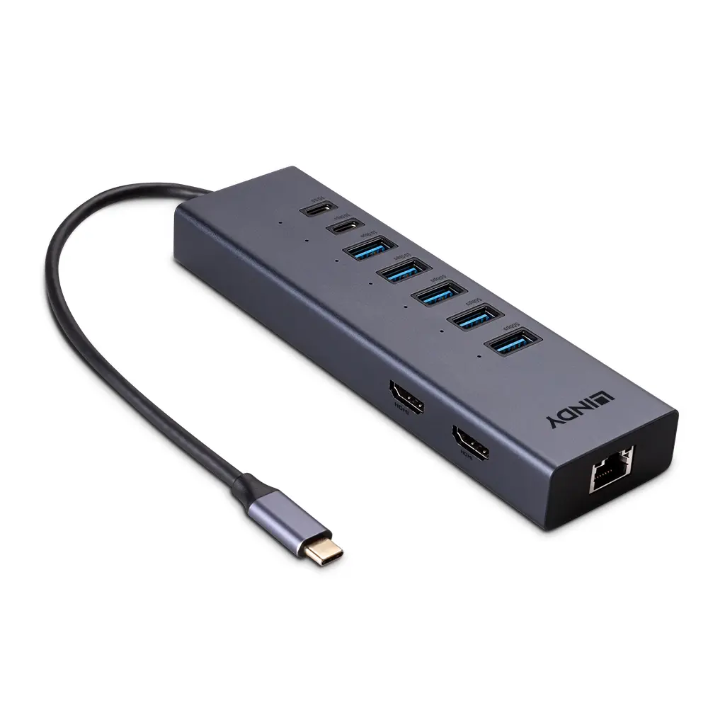 LINDY 43373, DST-Mini Duo, USB C Laptop Mini Dockingstation 2x 4K HDMI®