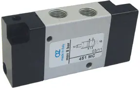 AZ Pneumatica 451 MC, Kolbenschieber-Wegeventil, 5/2 1/8" Pneumatikimpulsventil